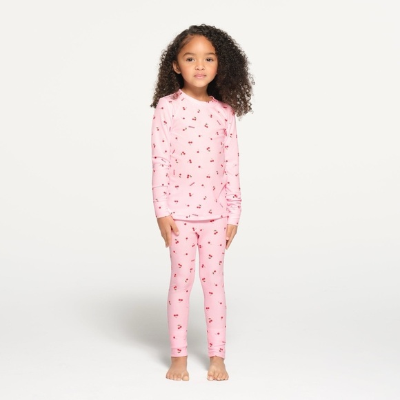 SKIMS Soft Lounge Ribbed Pants Tights Little Girl Youth NEW Cherry Blossom Print - Picture 4 of 7